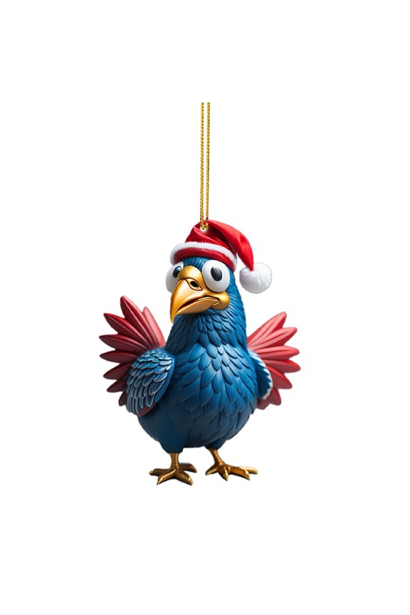 Rooster Car Pendant Christmas Ornament, Rooster Keychain for Home Tree Decor and Holiday Mantel Display, Unique Gift for Family Gathering and Seasonal Celebration, Farmhouse Rooster Decor Akmoler