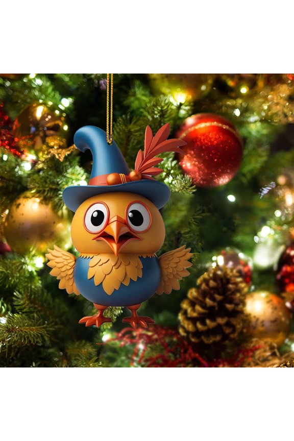 Rooster Car Pendant Christmas Ornament, Rooster Keychain for Home Tree Decor and Holiday Mantel Display, Unique Gift for Family Gathering and Seasonal Celebration, Farmhouse Rooster Decor Akmoler