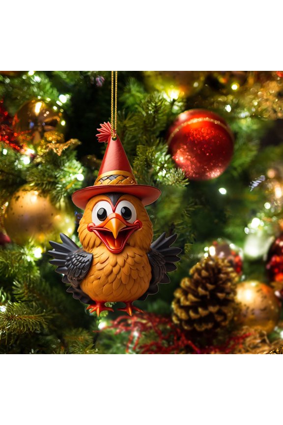 Rooster Car Pendant Christmas Ornament, Rooster Keychain for Home Tree Decor and Holiday Mantel Display, Unique Gift for Family Gathering and Seasonal Celebration, Farmhouse Rooster Decor Akmoler