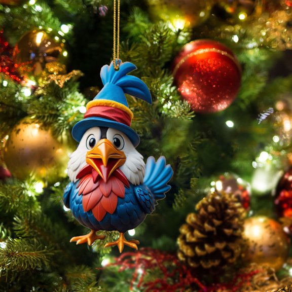 Rooster Car Pendant Christmas Ornament, Rooster Keychain for Home Tree Decor and Holiday Mantel Display, Unique Gift for Family Gathering and Seasonal Celebration, Farmhouse Rooster Decor Akmoler