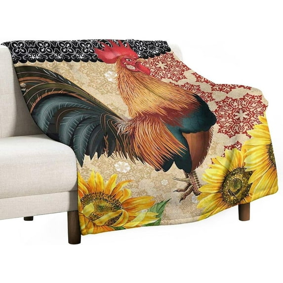 Rooster Chicken Blanket Rooster Gifts for Girls Boys Chicken Throw Blanket for Couch Sofa Bed Soft Warm Flannel Fleece for Kids Adults 60"x80"