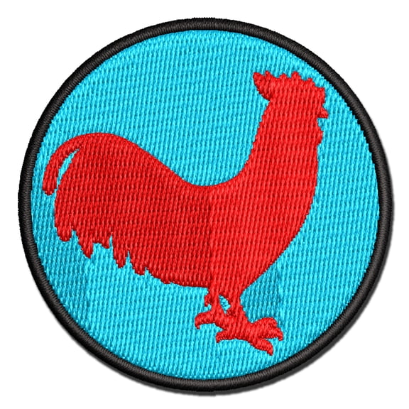 Rooster Chicken Standing Solid Applique Multi-Color Embroidered Iron-On Patch - 3 Inch Medium
