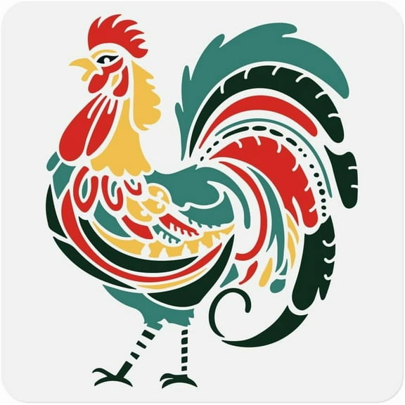 Rooster Chicken Stencil for Painting 11.8 x 11.8 Inch Reusable Plastic Cock Stencil for Painting on Wall Wood Furniture Fabric Canvas DIY Craft Stencil