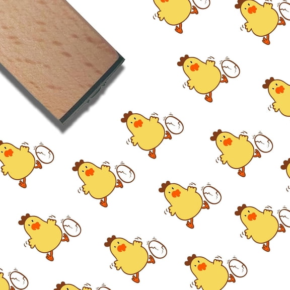 Rooster Chicken Wooden Rubber Stamp 3/5 Inch Egg Pattern Funny Mini Small Wood Reusable Stamps Vintage Print