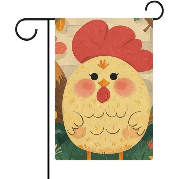Rooster Chickens Garden Flag 12x18 Inch Double Sided Small Burlap Welcome Seasonal Farmhouse Outdoor Yard Flag for House and Garden