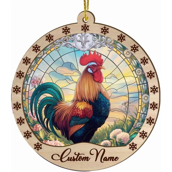 Rooster Christmas Ornament, Chicken Decor Christmas, Chicken Christmas Tree Decorations, Stained Glass Ornament, Gifts for Chicken Lovers, Holiday Decorations and Xmas Gifts Ideas xNp6zD (Rooster)