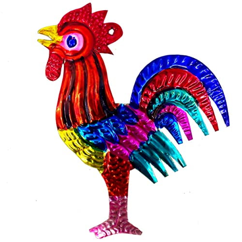 Rooster Christmas Tree Ornament, Handmade Tin - Mexico