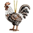 thumbnail image 1 of Desaam Rooster Christmas Tree Ornament, 3.14 in, Jewel-Like Details with Gold Hanging Cord, 1 of 6
