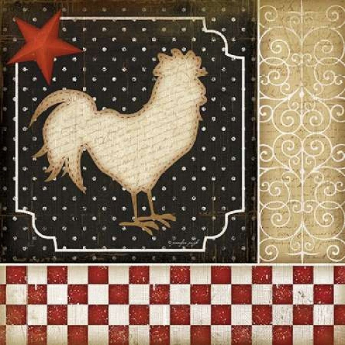 Rooster Country II Canvas Art - Jennifer Pugh (24 x 24)