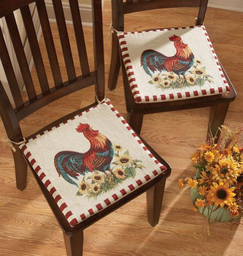 French country rooster chair best sale cushion pad