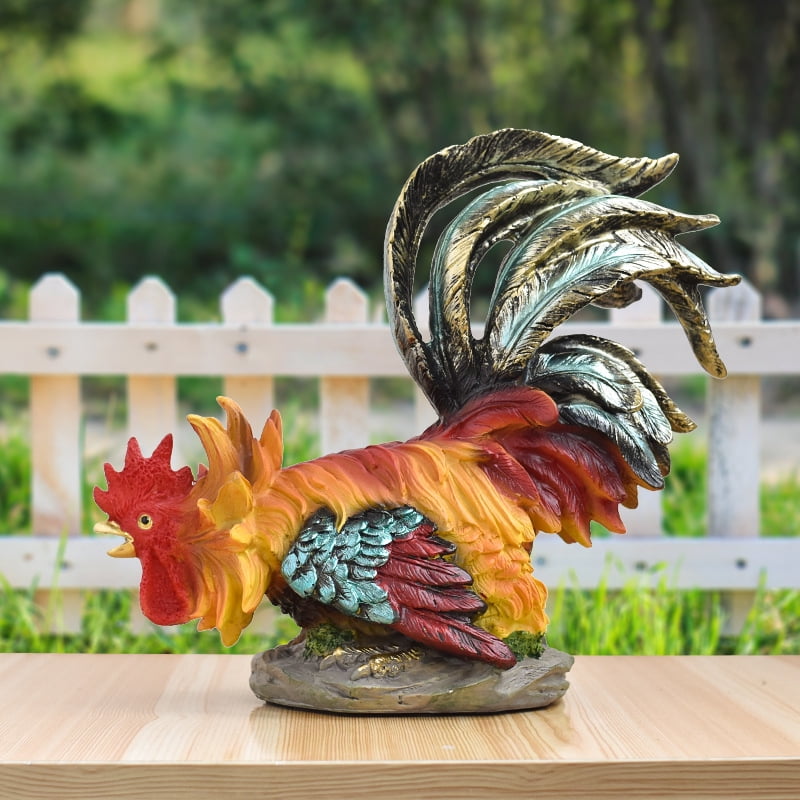 Rooster Decor, Chicken Animal Yard Art Lawn Ornament Figurines Artwork, Chicken Yard Art Sculpture Outdoor Figurines, Rooster Kitchen Decor for Backyard, Lawn, Patio Decoration