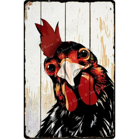 Rooster Decor, Funny Kitchen Tin Sign, Rustic Farmhouse Painting Poster, Chicken Gifts for Chicken Lovers, Bar Restaurant Kitchen Country Home Decor Farm Decorative Signs 12x16 Inches