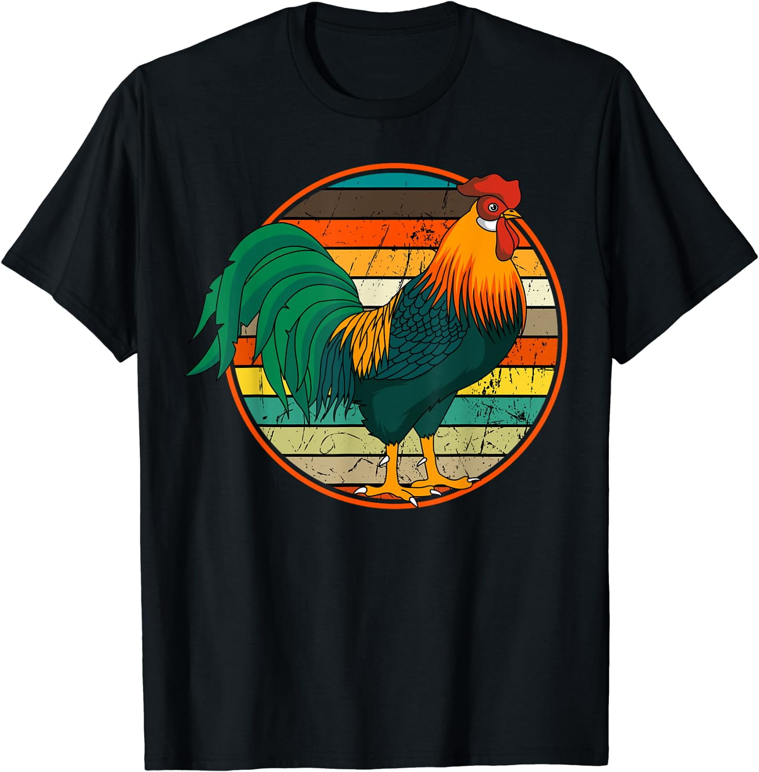 Rooster Distressed Retro Vintage Chicken Farm Poultry Lover T-Shirt ...