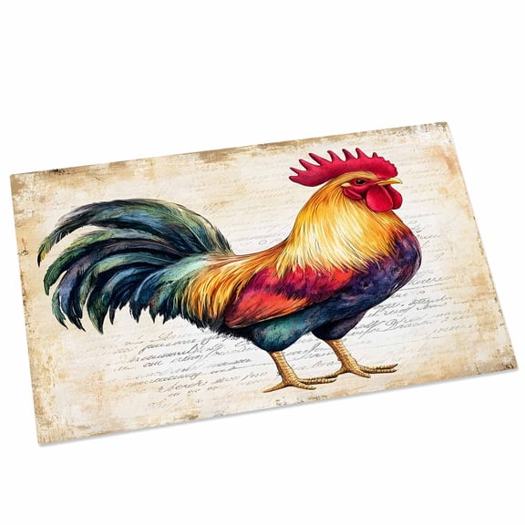 Rooster Door Mat 16x24 Inch Retro Chicken Farm Animal Rustic Country Entryway Rug with Non-Slip Rubber, Front Door Rug Indoor Floor Mats for Living Room Bathroom Bedroom Home Office