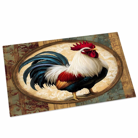 Rooster Door Mat 16x24 Inch Vintage Rustic Farmhouse Entryway Rug with Non-Slip Rubber, Front Door Rug Indoor Floor Mats for Living Room Bathroom Bedroom Home Office
