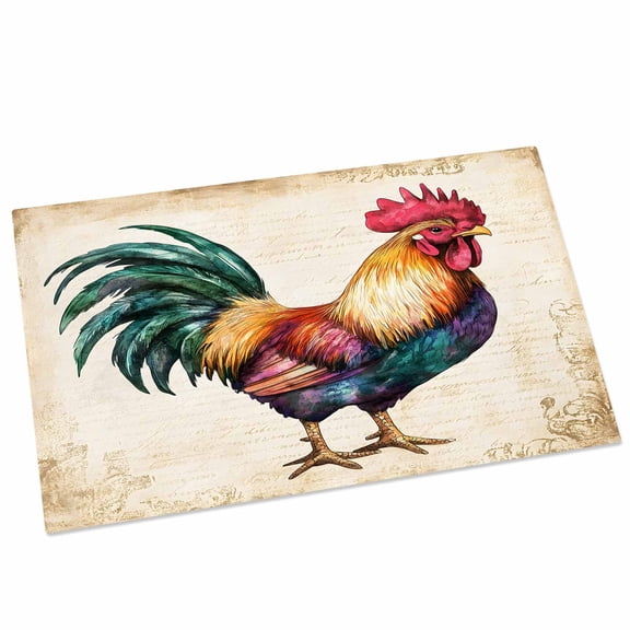 Rooster Door Mat 18x30 Inch Farm Chicken Rustic Animal Entryway Rug with Non-Slip Rubber, Front Door Rug Indoor Floor Mats for Living Room Bathroom Bedroom Home Office