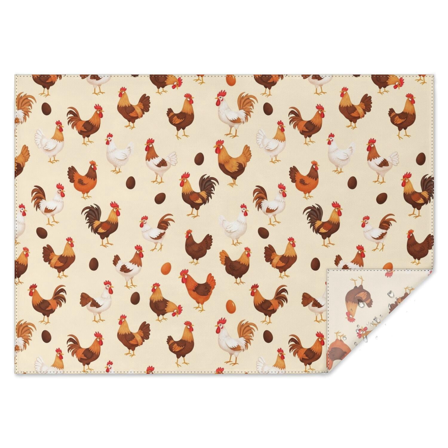 Rooster and Egg Cream Pattern Waterproof Tablecloth, Rectangular ...
