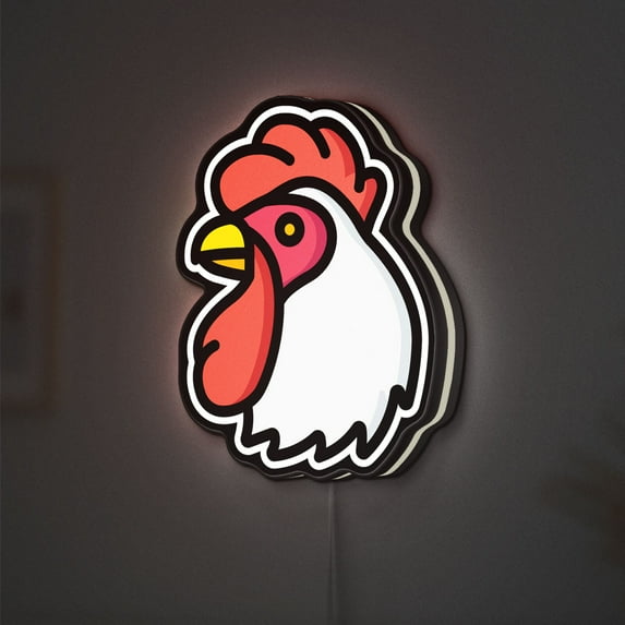 Rooster Farm 3D Novelty Light Box, Country-Style Accent Lamp for Rustic Kitchens and Farmhouse Counters (Width 24 inch, 60cm)