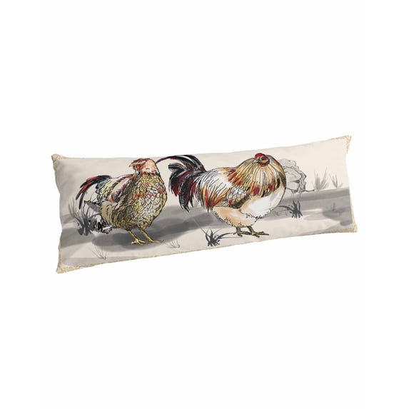 Rooster Farm Animal Country Body Pillow Covers, Chinese Style Plant Soft Bed Throw Pillowcases Breathable Cooling Long Lumbar Body Pillow Sham Cover for Bed Sofa 20''x54''
