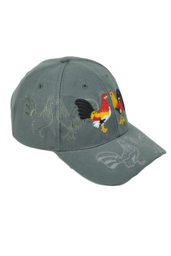 Rooster Fight Cockfight Gallos Hen Hat Cap Curved Bill Adjustable Gallo Gray