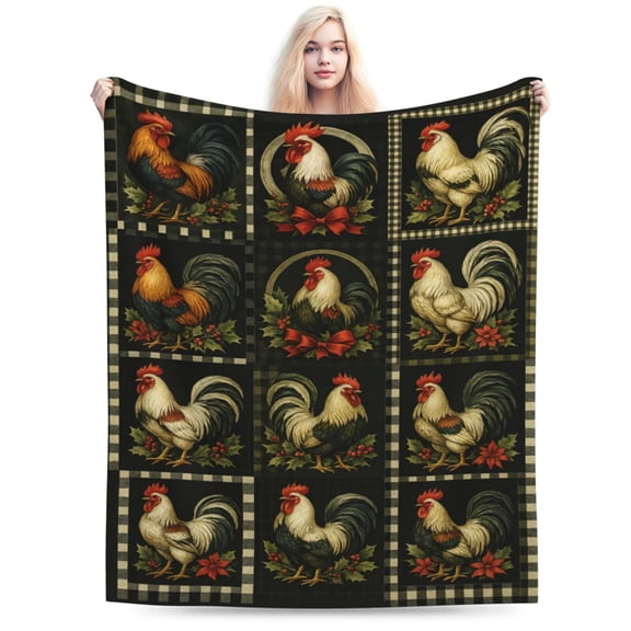 Rooster Fleece Throw Blanket Soft Flannel Plush Lightweight Warm Cozy Blanket for Men Women Couch Bed Sofa Travel 50x40