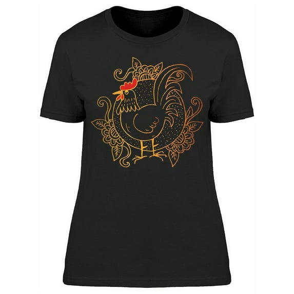 Rooster Floral Frame T-Shirt Women -Image by Shutterstock, Female Small