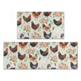 thumbnail image 1 of Rooster and Floral Mint Pattern Anti Fatigue Kitchen Rugs Set Of 2, Non Slip Washable Decorative Floor Mats for Kitchen Sink Laundry, 17"x30" and 17"x47", 1 of 6