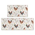thumbnail image 1 of Rooster and Floral White Pattern Anti Fatigue Kitchen Rugs Set Of 2, Non Slip Washable Decorative Floor Mats for Kitchen Sink Laundry, 17"x30" and 17"x47", 1 of 6