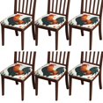 thumbnail image 1 of Rooster with Floral Wreath Seat Covers for Dining Room Chairs Set Of 6,Stretch Printed Washable Chair Seat Cover with Elastic Ties and Button,Removable Waterproof Couch Cushion Covers, 1 of 6