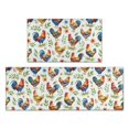 thumbnail image 1 of Rooster and Foliage White Pattern Anti Fatigue Kitchen Rugs Set Of 2, Non Slip Washable Decorative Floor Mats for Kitchen Sink Laundry, 17"x30" and 17"x47", 1 of 6