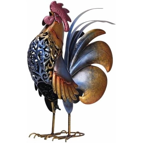 Rooster Garden Statues,Vintage Chicken Statue for Outdoor Decor, Regal Mighty Metal Rooster,Perfect Handmade Gift for Housewarming, Friends, Garden Lover$$Garden & Patio