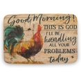 Rooster Good Morning This is God Front Door Mat Mats Microfiber