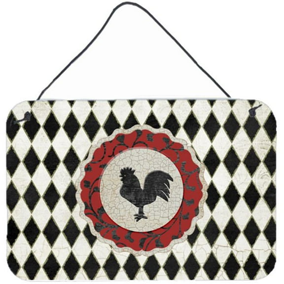 Rooster Harlequin Black And White Aluminium Metal Wall Or Door Hanging Prints