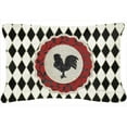 thumbnail image 1 of Rooster Harlequin Black And White Indoor & Outdoor Fabric Decorative Pillow, 1 of 1