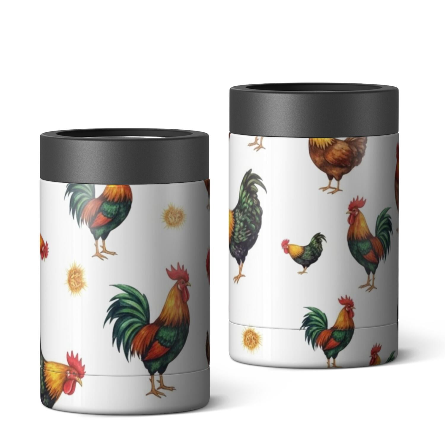 Rooster and Hay White Pattern OneSize Can Cooler 1 Pack, Vacuum ...
