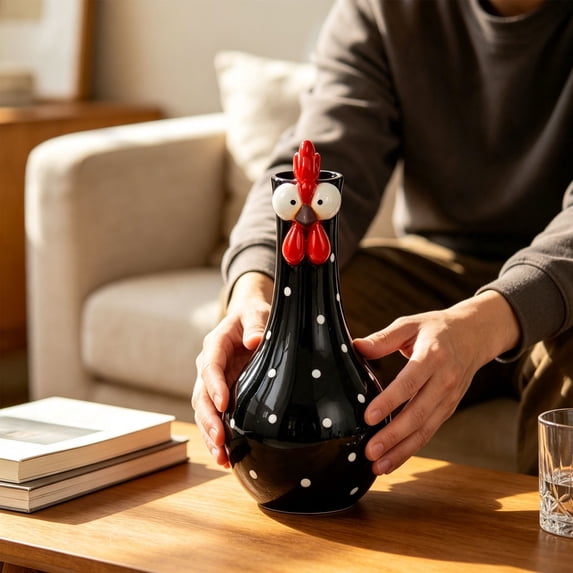 Rooster Head Vase, Long‑Neck Resin Chicken Sculpture Flower Vase ...
