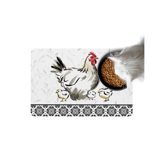 Rooster Hen Doormat Non Slip Diatomaceous Earth Door Mat Absorbent Quick Dry Soft Washable Entrance Rug for Bathroom Laundry Room 16"x24"