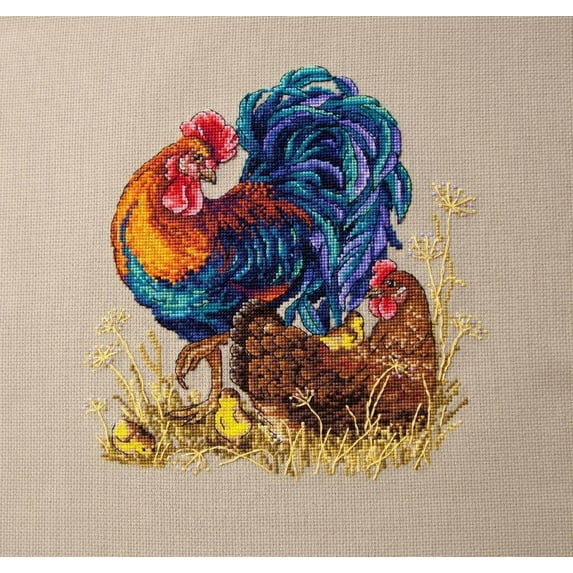 Rooster & Hen K-61 Counted Cross-Stitch Kit