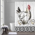 thumbnail image 1 of Rooster Hen Shower Curtain for Bathroom Decor, Chicken Farm Animal Rustic Black Floral Waterproof Fabric Shower Curtain, 48"x72" Set with 12 Hooks, 1 of 9