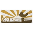thumbnail image 1 of Rooster Kitchen Mat, Morning in the Farm with Cockerel at Dawn with Sunrise in the Background, Plush Decorative Kitchen Mat with Non Slip Backing, 47" X 19", Sepia Pale Coffee, by Ambesonne, 1 of 1