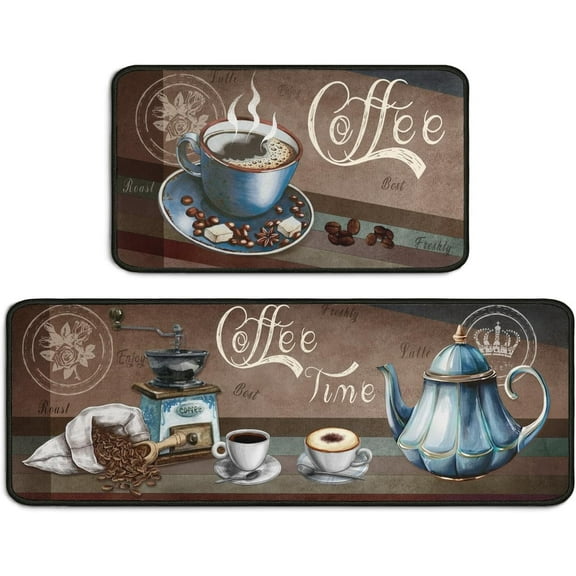 Rooster Kitchen Rug 2 Piece Set, Farmhouse Chicken Kitchen Mat, Home Decor Kitchen Sink Rugs and Mats Non Skid Washable Absorbent Microfiber Kitchen Floor Carpet 17" x 47"+17" x 30"