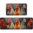 thumbnail image 1 of Rooster Kitchen Rug Sets 2 Piece Farmhouse Kitchen Mats for Floor Non Slip Washable Thin Kitchen Area Rug Floor Mat Waterproof Hallway Laundry Room Runner Rug 17x29 and 17x47 Inch, 1 of 6