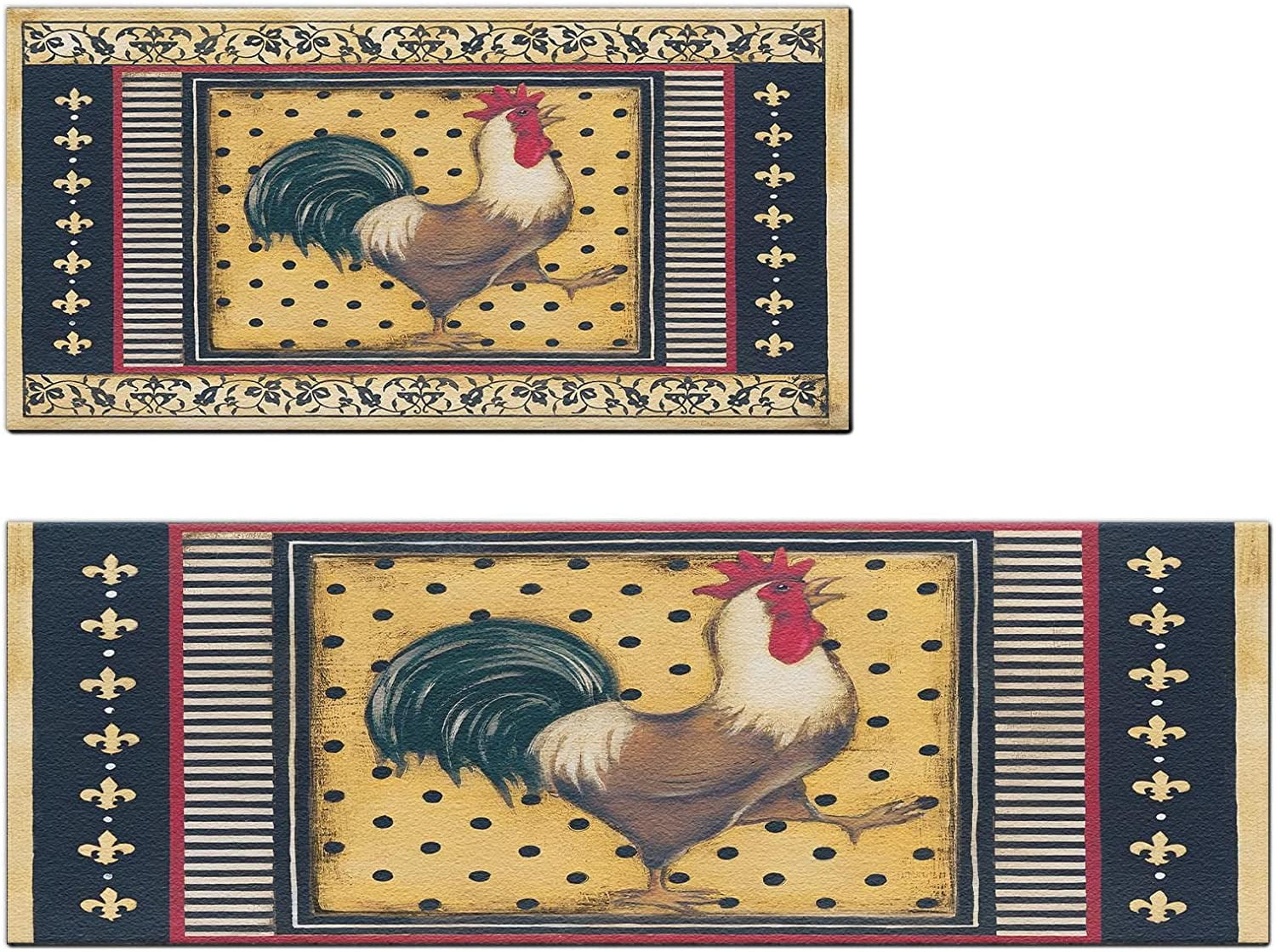 Rooster Kitchen Rugs Farmhouse Style Kitchen Mats for Floor Anti