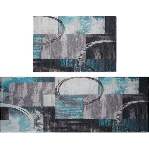 Rooster Kitchen Rugs and Mats Non Skid Washable, Non-Slip Backing Kitchen Mat Set of 2 for Floor Kitchen Runner Rug Sets for Kitchen Dining Room Sink (17.3"x47.2"+17.3"x23.6", Rooster)