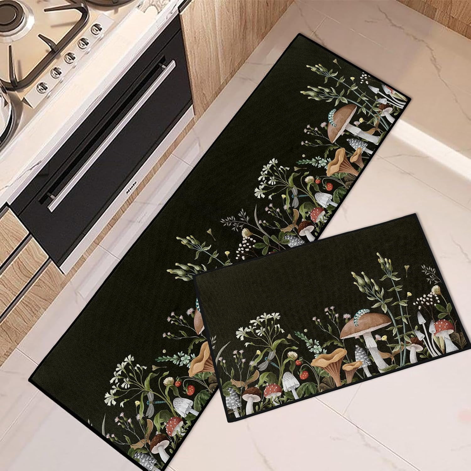 Rooster Kitchen Rugs and Mats Non Skid Washable Set of 2, Cartoon ...