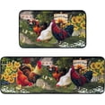 thumbnail image 1 of Rooster Kitchen Rugs,Non Skid Washable Microfiber mats for Kitchen Floor,Farmhouse Sunflower Kitchen Cushioned Runner Rug Decor Sets of 2, Size 17"x 47"+17"x 30", 1 of 6