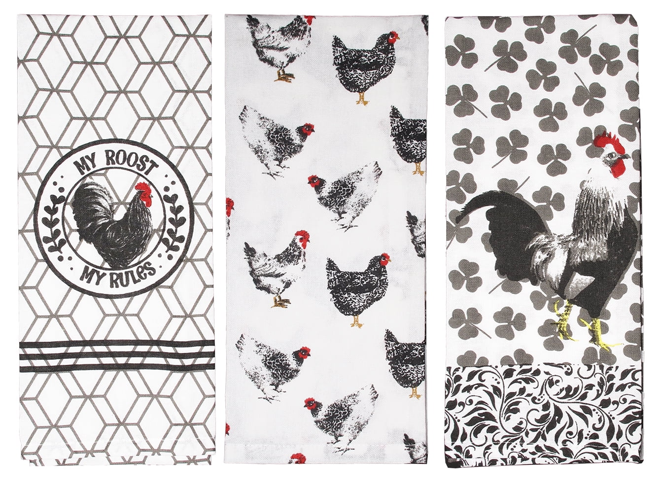 Rooster Kitchen Towels Set Farmhouse Dish Towels Red Black Blue 15x25 3 Piece