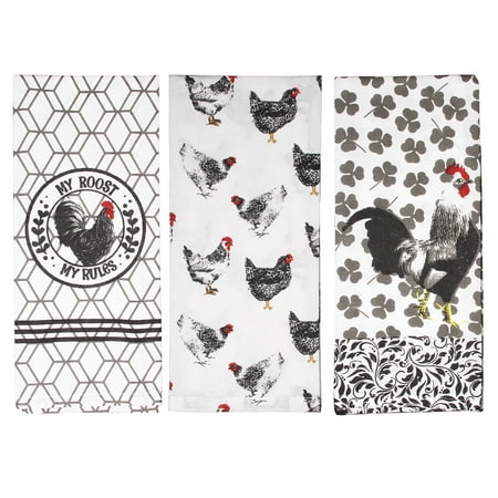 Rooster Kitchen Towels Set Farmhouse Dish Towels Red Black Blue 15x25 3 Piece
