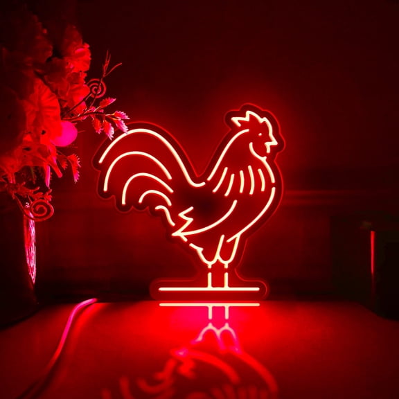 Rooster Led Light Box, Dimmable Neon-Like Light Signs USB Power for Wall Decor Bedroom Decoration, RGB Light (WxH) 16"x16"