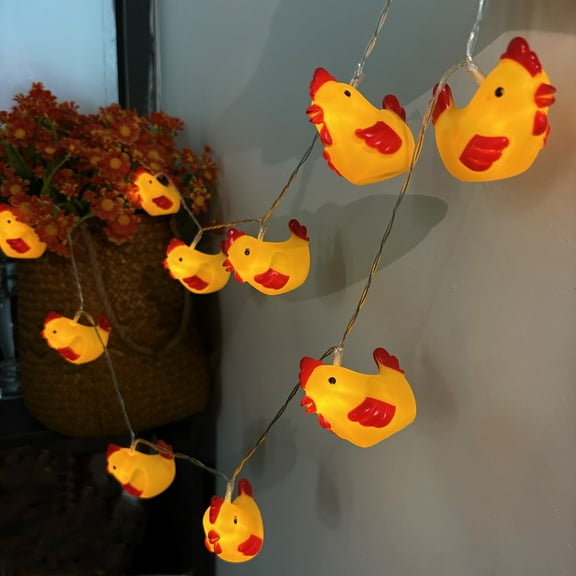 Rooster Lights String Chick Fairy Lights Indoor Easter Christmas Bedroom Yellow Decoartion